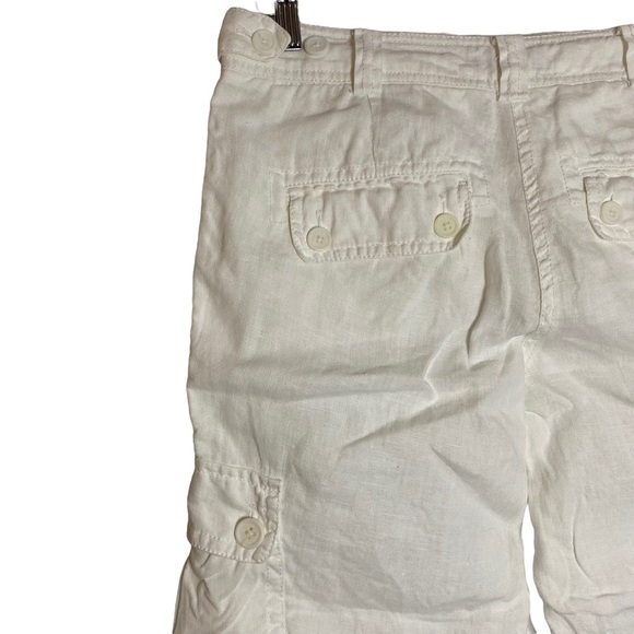 RW & Co White Cargo Pockets Capris Linen 2 - Picture 11 of 16